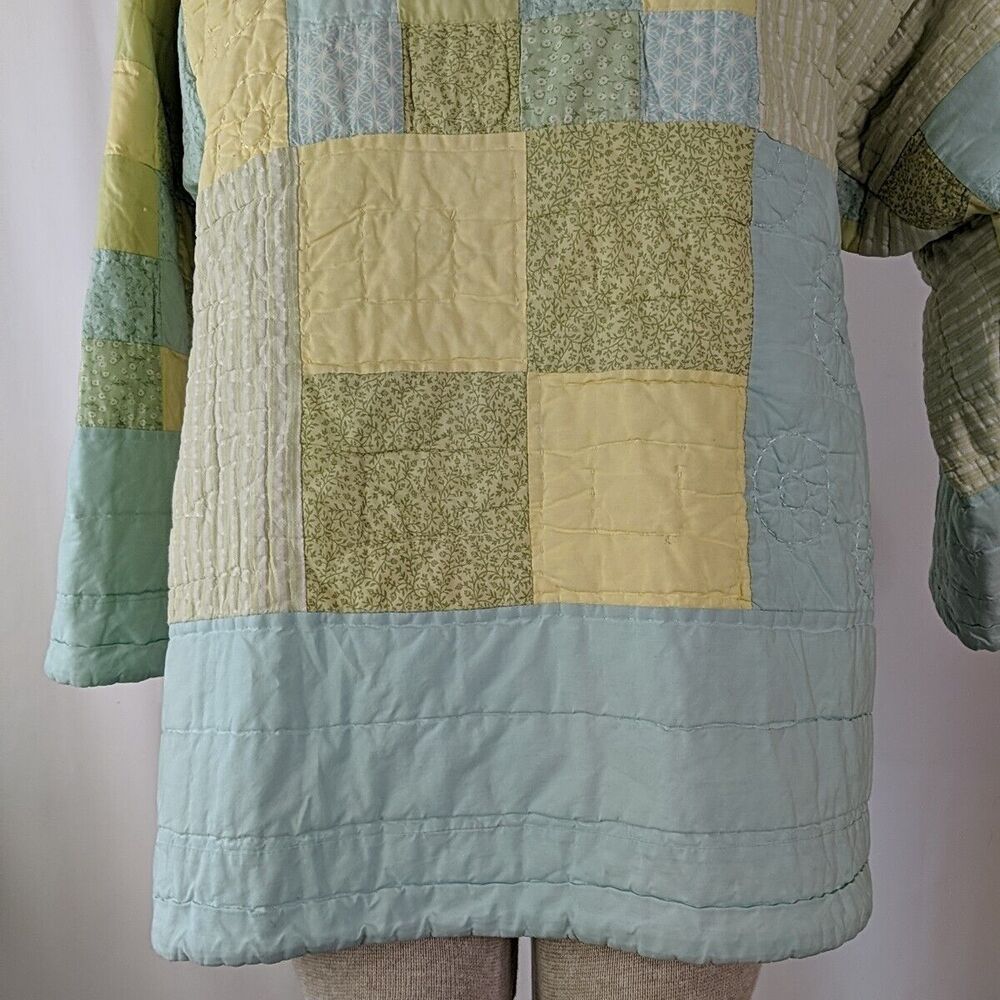 Quilted Patchwork Utility Jacket In Green And Yel… - image 3